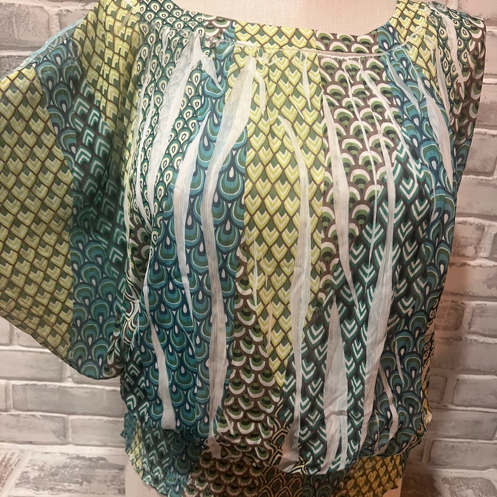 Cato Green and Blue Patterned Blouse